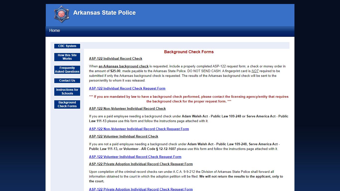 Online Criminal Background Check System - Arkansas